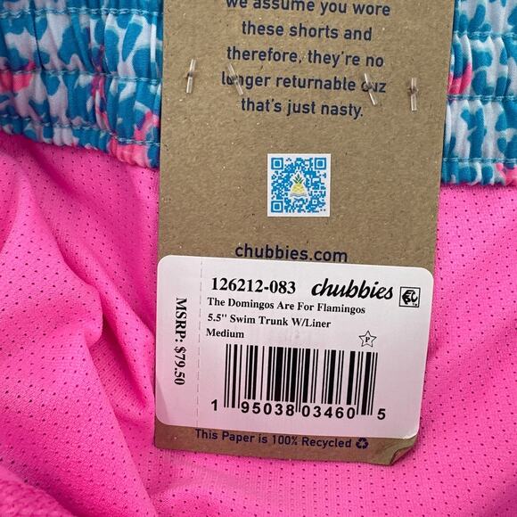 Chubbies Men's The Domingos Are For Flamingos 5.5" Classic Swim Trunk Size M - Picture 10 of 12